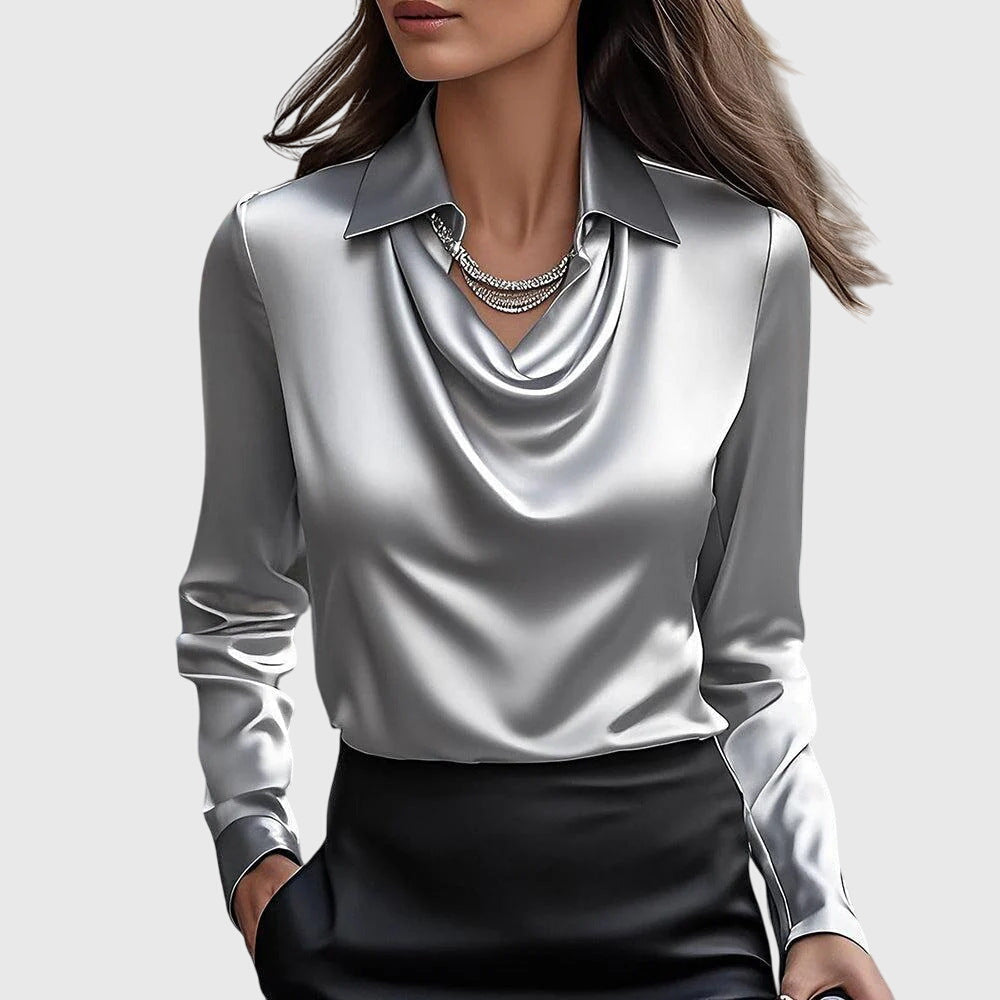 Merelith Pleated Shine Blouse - Elegant, Shimmering Finish