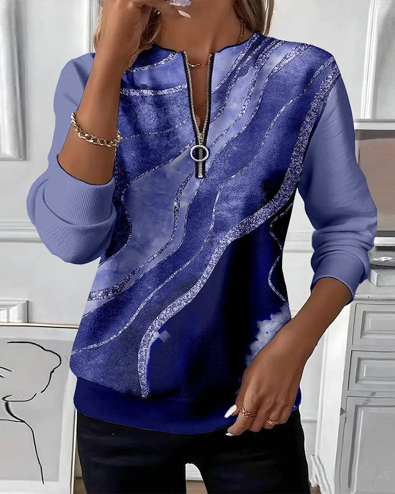 Serelitha Half-Zip Vintage Print Sweatshirt