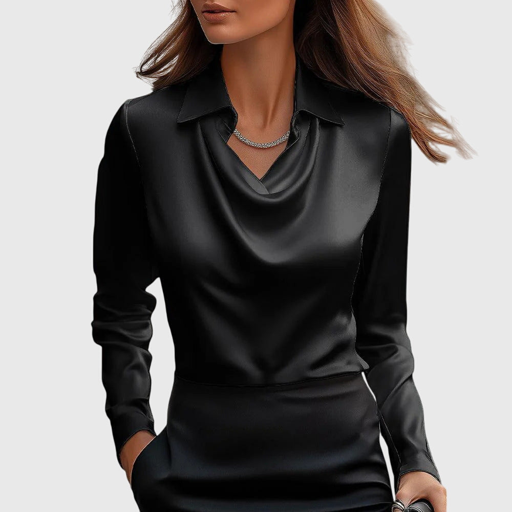 Merelith Pleated Shine Blouse - Elegant, Shimmering Finish