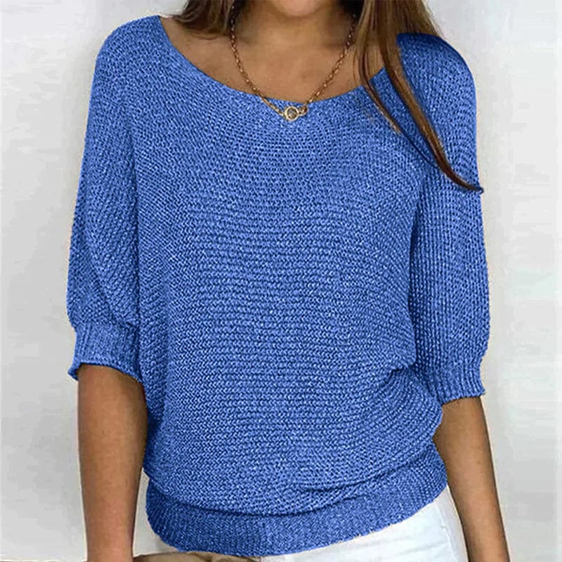 Roundelle Cozy Three-Quarter Sleeve Knit Sweater