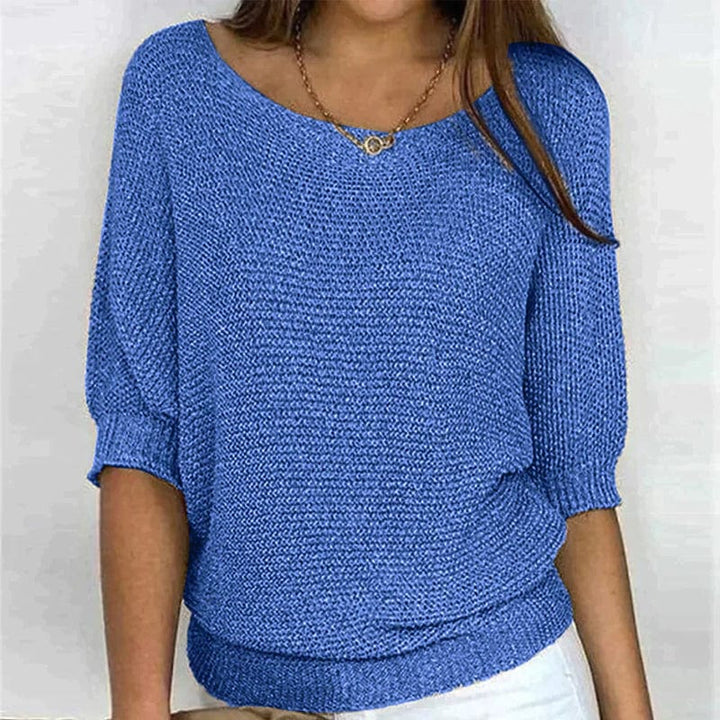 Roundelle Cozy Three-Quarter Sleeve Knit Sweater