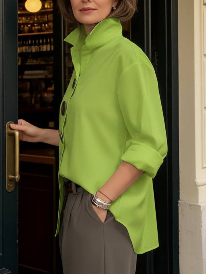 Stellara Elegant Stand-Collar Button-Front Blouse