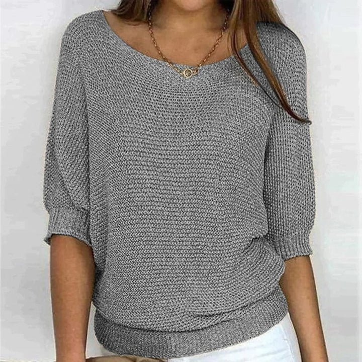 Roundelle Cozy Three-Quarter Sleeve Knit Sweater