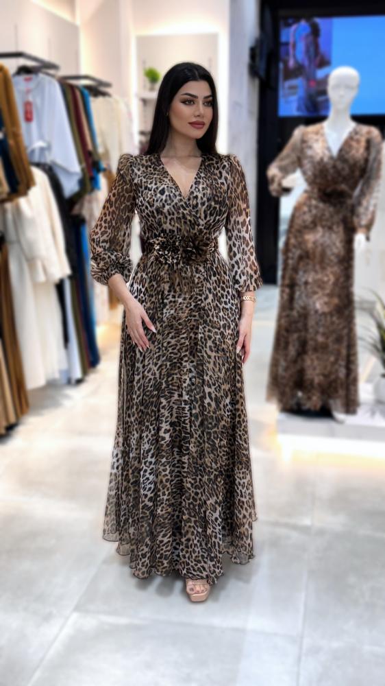 Leopelle | Leopard V Neck Dress