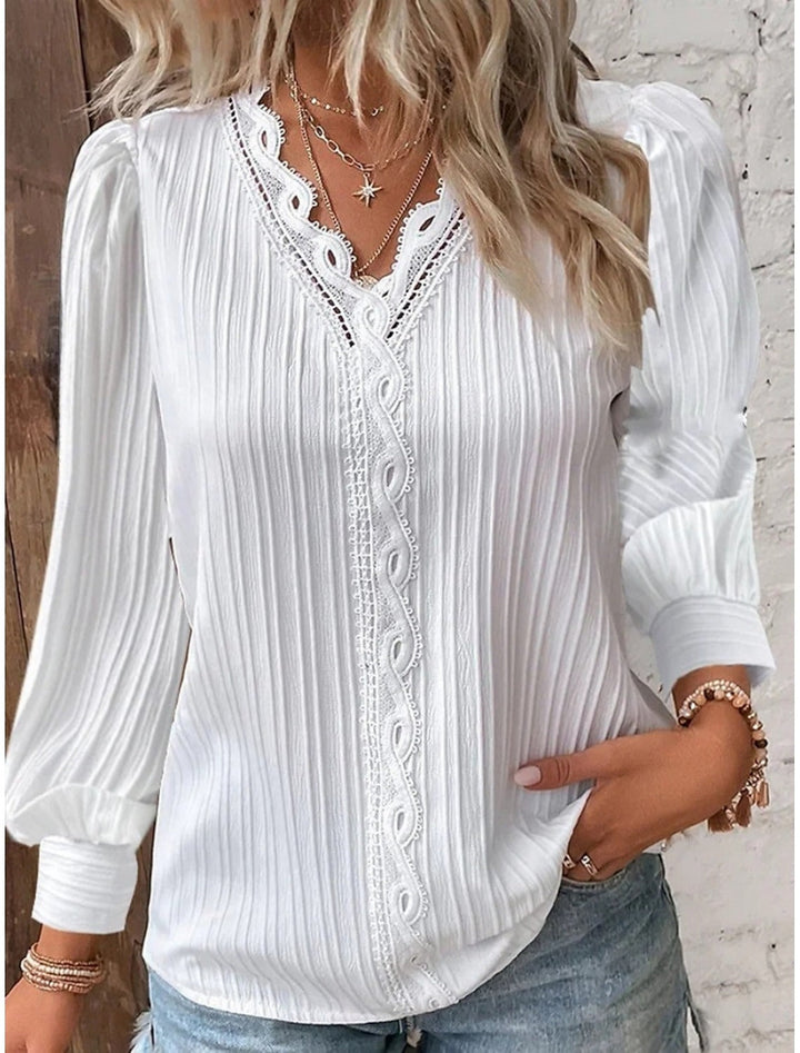 Orlisse Elegant Solid Blouse - Timeless Chic for Everyday Style