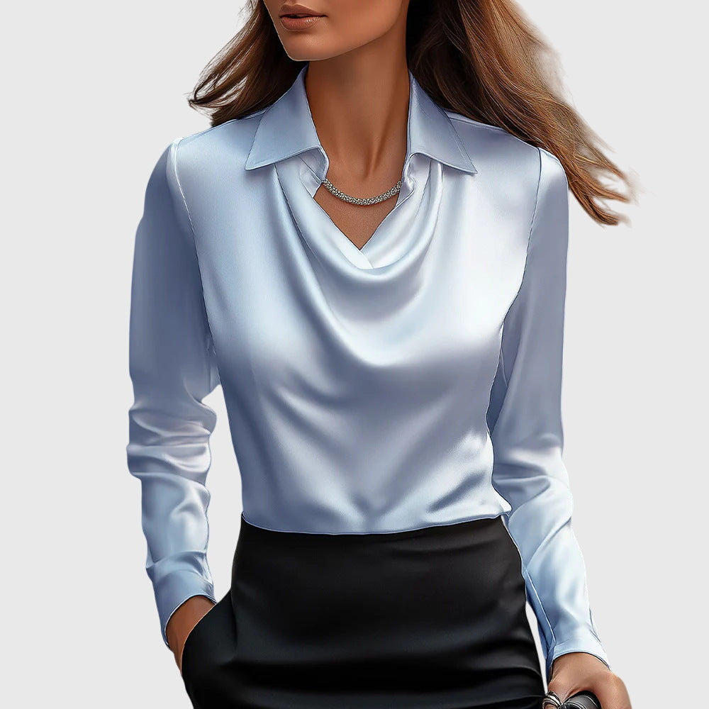 Merelith Pleated Shine Blouse - Elegant, Shimmering Finish