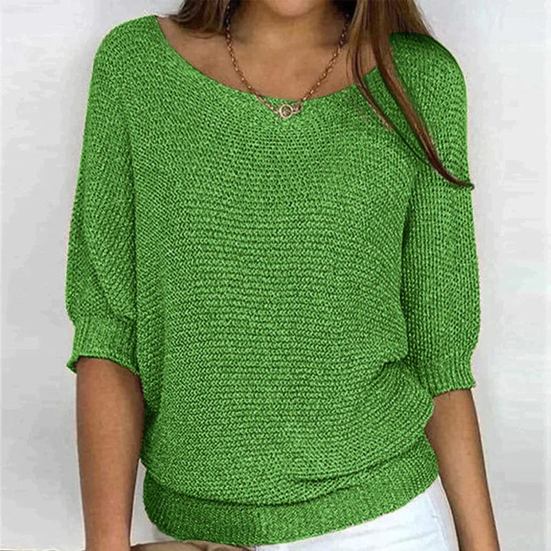Roundelle Cozy Three-Quarter Sleeve Knit Sweater