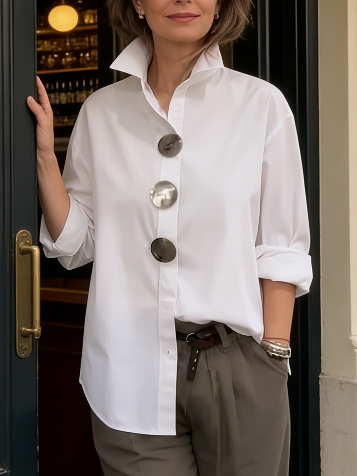 Stellara Elegant Stand-Collar Button-Front Blouse