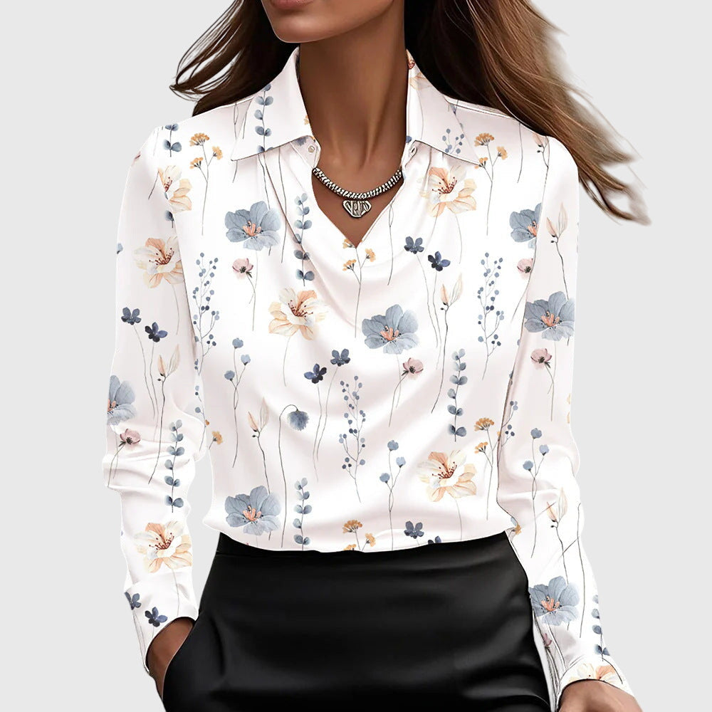 Merelith Pleated Shine Blouse - Elegant, Shimmering Finish