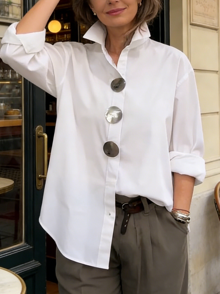 Stellara Elegant Stand-Collar Button-Front Blouse