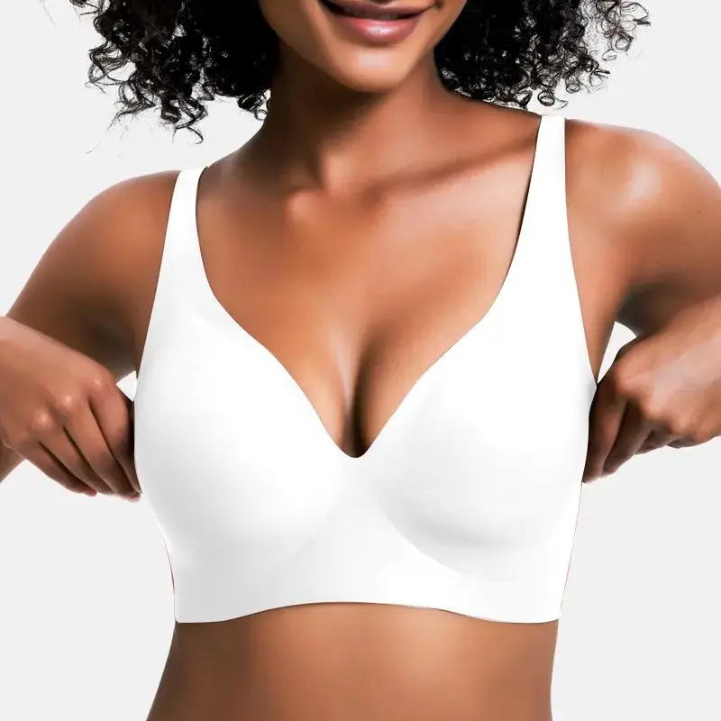 Elarisyn Wireless V-Neck Bra - All-Day Comfort with Seamless Support