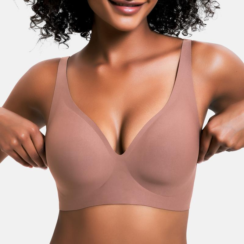Elarisyn Wireless V-Neck Bra - All-Day Comfort with Seamless Support