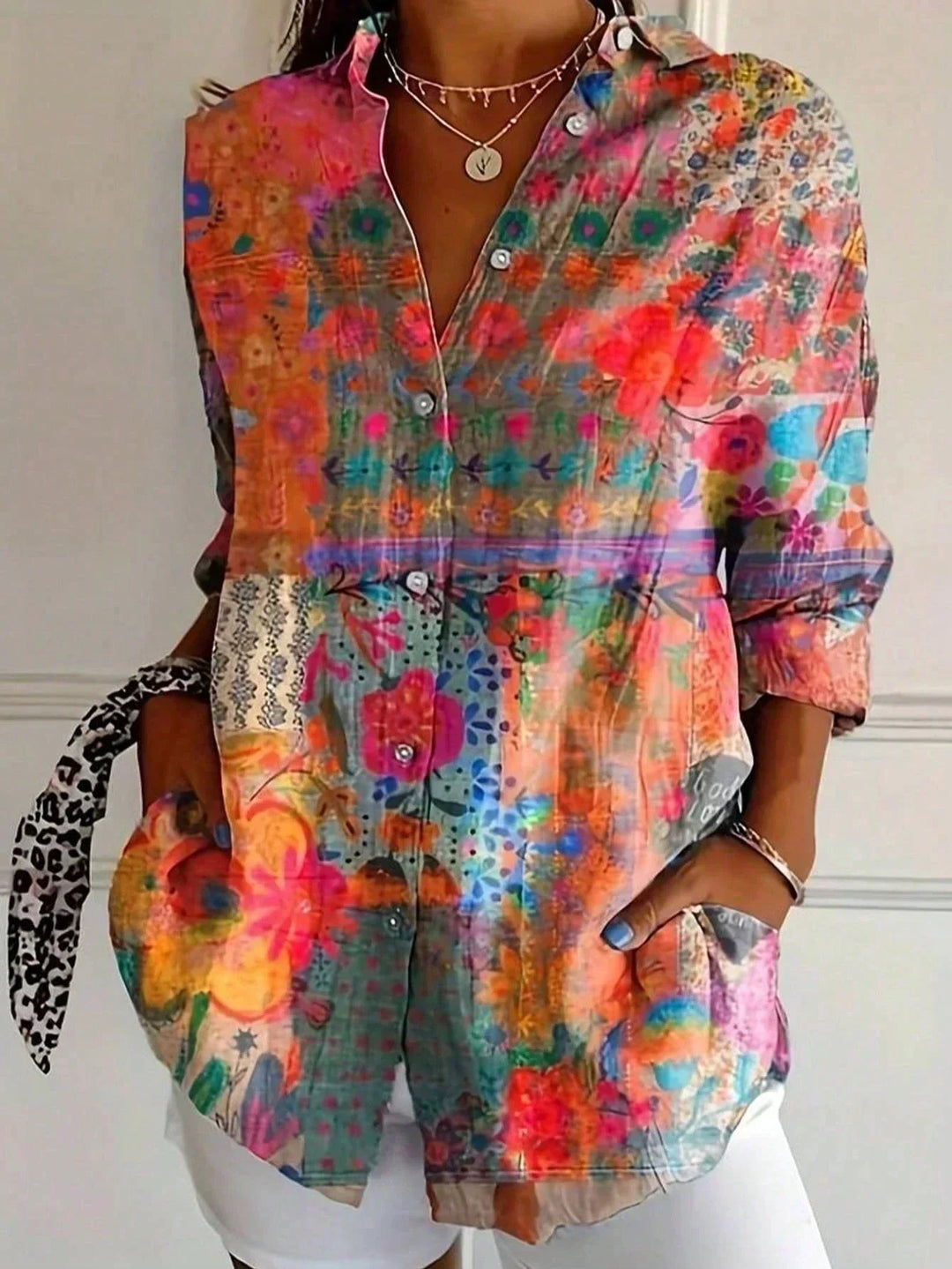 Rivessa Colourful Pattern Blouse — Vibrant Print for Everyday Style