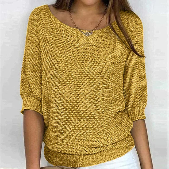 Roundelle Cozy Three-Quarter Sleeve Knit Sweater