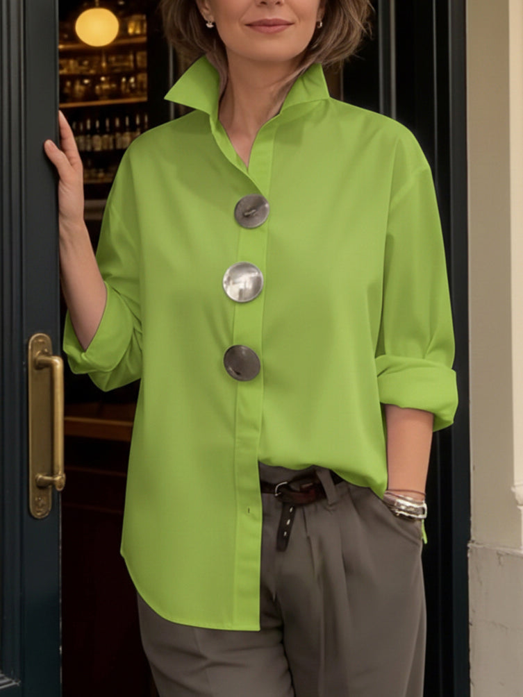 Stellara Elegant Stand-Collar Button-Front Blouse