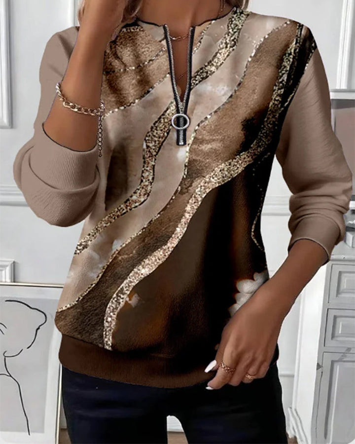 Serelitha Half-Zip Vintage Print Sweatshirt
