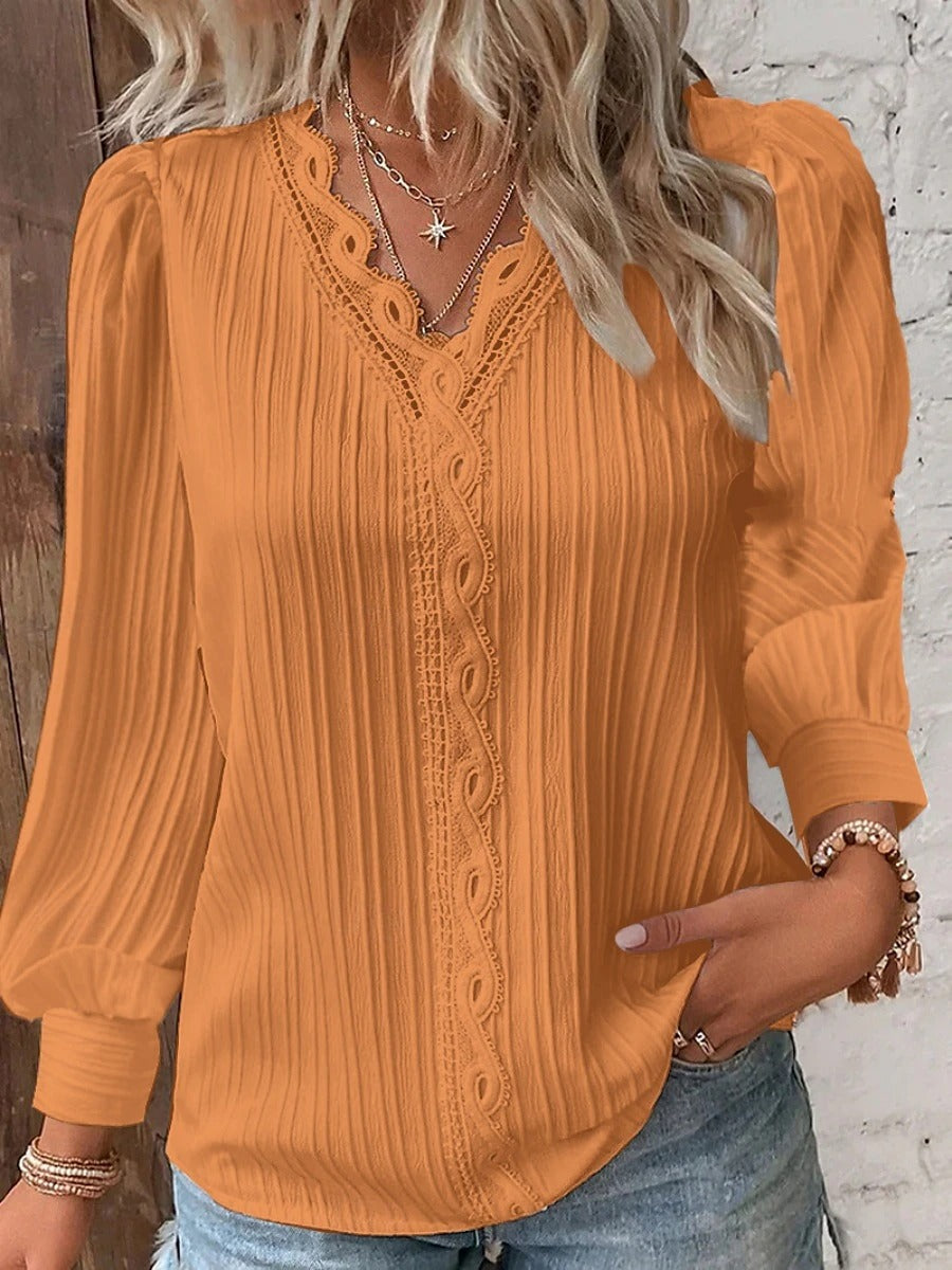 Orlisse Elegant Solid Blouse - Timeless Chic for Everyday Style