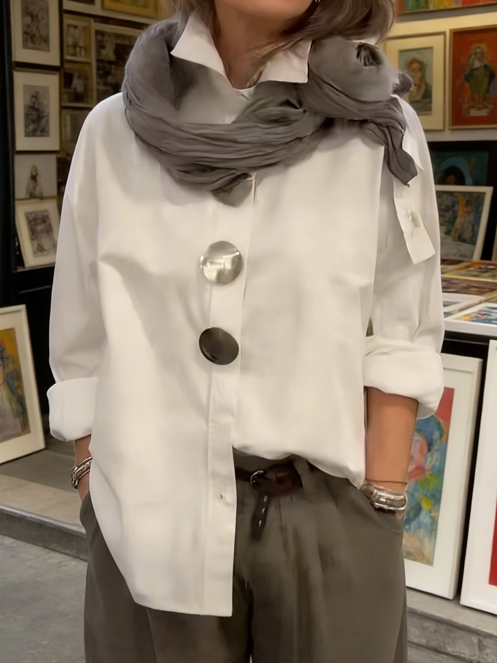 Stellara Elegant Stand-Collar Button-Front Blouse