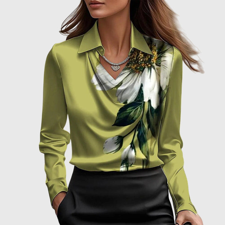 Merelith Pleated Shine Blouse - Elegant, Shimmering Finish