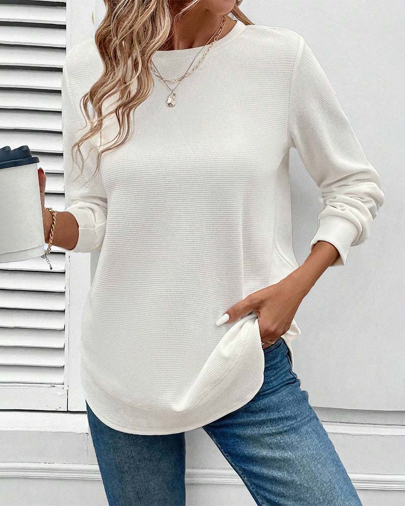 Merivienne O-Neck Long-Sleeve Top