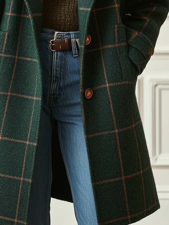 Valeria | Elegant Wool Check Coat