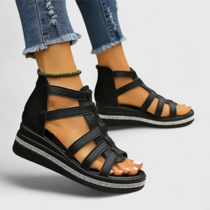 Kendall Orthopedic Strass Sandals - All-Day Comfort with Sparkling Crystals