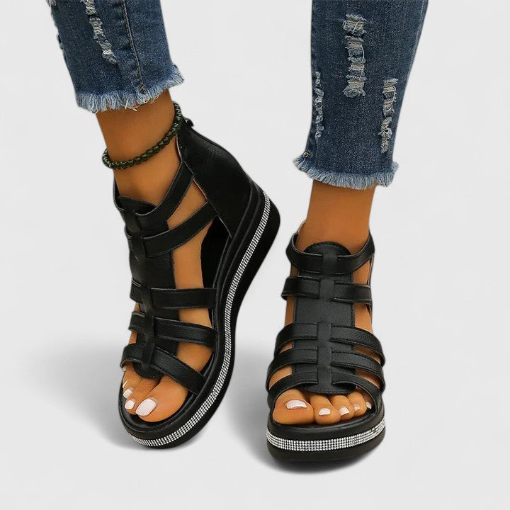 Kendall Orthopedic Strass Sandals - All-Day Comfort with Sparkling Crystals
